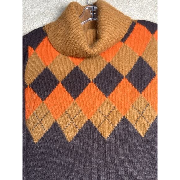 Vtg 90s Rafaella Argyle Lambswool Rabbit Hair Turtleneck Sz M Fall Thanksgiving - Picture 11 of 16